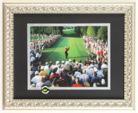 "Tiger Woods on the 18th Tee at the Masters" Custom Framed Photo Display with 2005 Master Champion Pin at PristineAuction.com