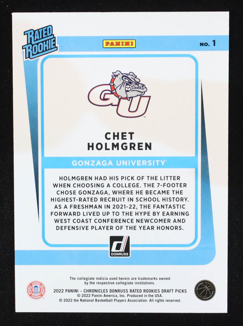 Chet Holmgren 2022-23 Chronicles Draft Picks Donruss Rated Rookie RC at PristineAuction.com Chet Holmgren 2022-23 Chronicles Draft Picks Donruss Rated Rookie RC at PristineAuction.com