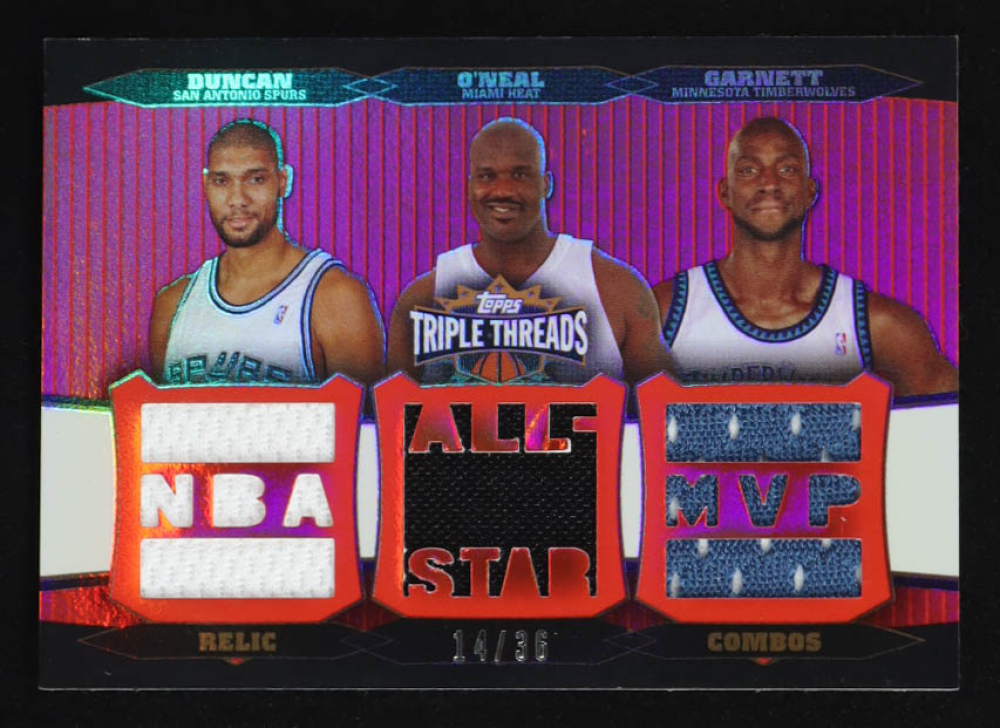 Tim Duncan / Shaquille O'Neal / Kevin Garnett 2006-07 Topps Triple Threads Relics Combos #43 #14/36