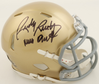Rudy Ruettiger Signed Notre Dame Fighting Irish Speed Mini Helmet Inscribed "Never Quit" (Beckett) at PristineAuction.com