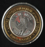The Sands Regency Casino $10 "Rodeo Bull Rider" .999 Fine Silver Gaming Token at PristineAuction.com