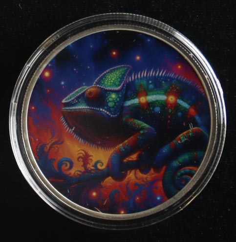 Hayleybug Mint "Cosmic Gecko" 1 Troy Ounce .999 Fine Silver - Serial Number #11/15 at PristineAuction.com Hayleybug Mint "Cosmic Gecko" 1 Troy Ounce .999 Fine Silver - Serial Number #11/15 at PristineAuction.com