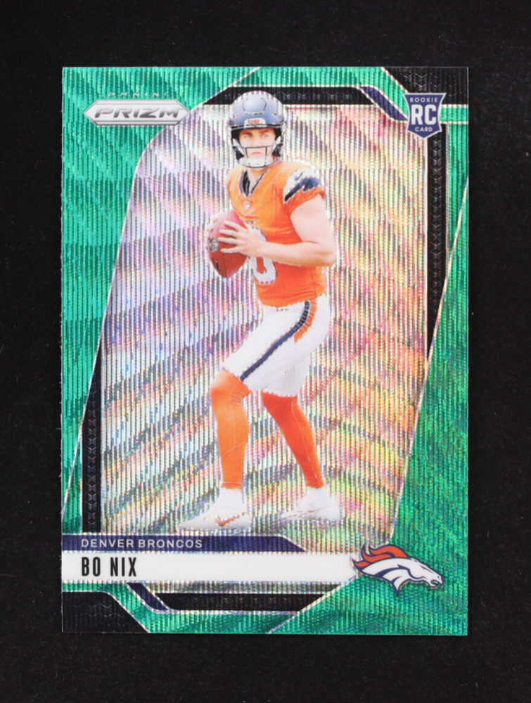 Bo Nix 2024 Panini Prizm Prizms Green Wave #309 RC