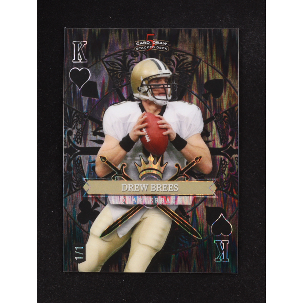 Drew Brees 2024 Wild Card 5 Card Draw Stacked Deck King of Hearts Black ...
