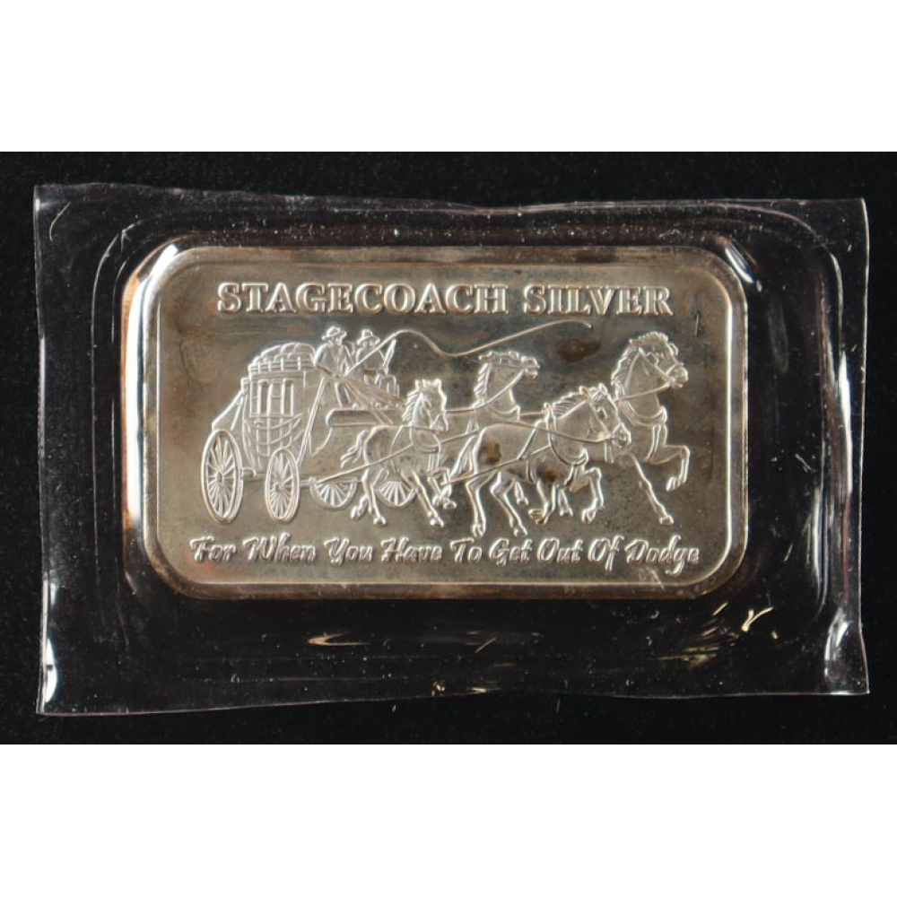 Silvertowne "Stagecoach" Divisible 1 Ounce .999 Fine Silver Bullion Bar at PristineAuction.com