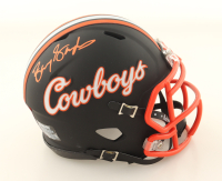 Barry Sanders Signed Oklahoma State Cowboys Speed Mini Helmet (Schwartz) at PristineAuction.com