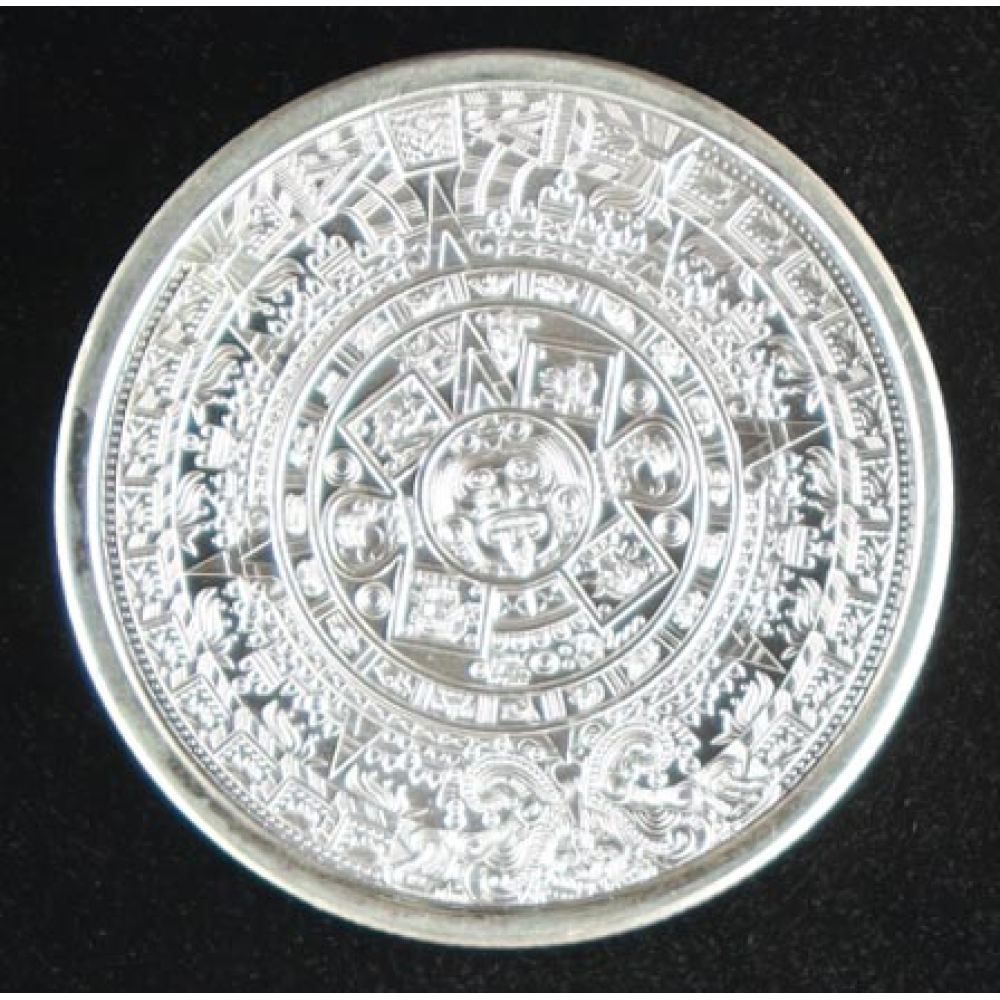 Aztec Calendar 1 Troy Ounce .999 Fine Silver Bullion Round at PristineAuction.com