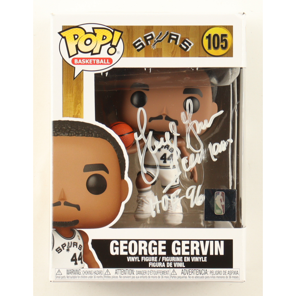 George Gervin Signed "Spurs" #105 Funko Pop! Vinyl Figure Inscribed "Iceman" & "HOF 96" (AWM) at PristineAuction.com