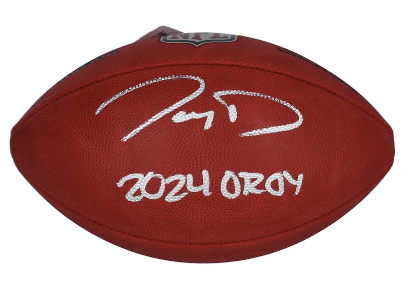 Jayden Daniels Signed "The Duke" Official NFL Game Ball Inscribed "2024 OROY" (Fanatics) at PristineAuction.com Jayden Daniels Signed "The Duke" Official NFL Game Ball Inscribed "2024 OROY" (Fanatics) at PristineAuction.com