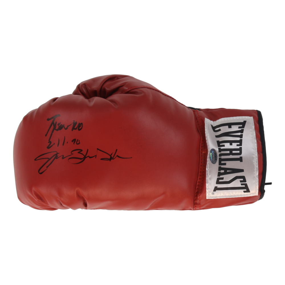 James Buster Douglas Signed Everlast Boxing Glove Inscribed "Tyson KO 2-11-90" (Schwartz) at PristineAuction.com