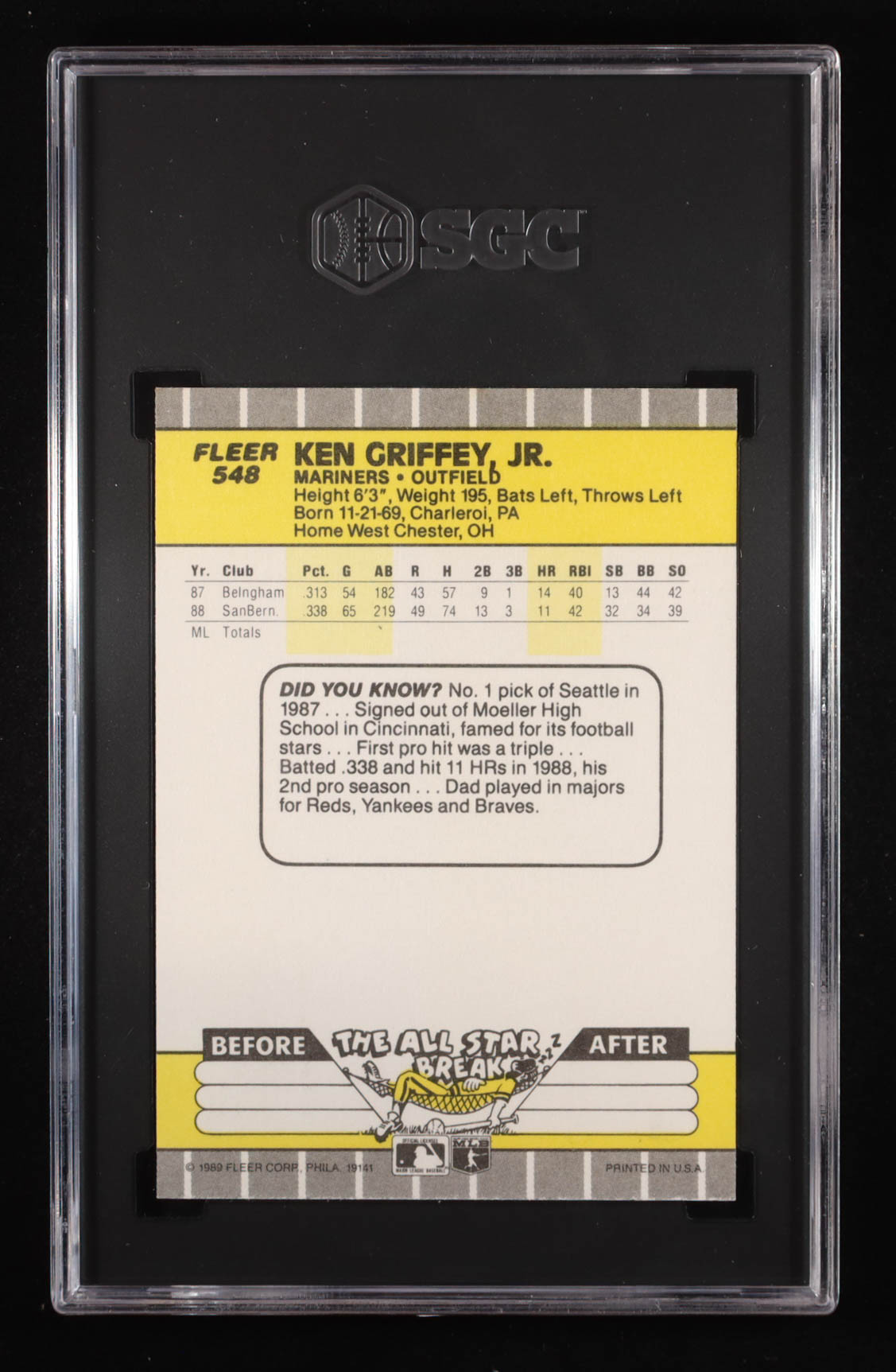 Ken Griffey Jr. 1989 Fleer #548 RC (SGC 9) at PristineAuction.com Ken Griffey Jr. 1989 Fleer #548 RC (SGC 9) at PristineAuction.com