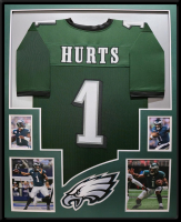 Jalen Hurts Custom Framed Jersey Display at PristineAuction.com