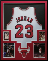 Michael Jordan Custom Framed Jersey Display at PristineAuction.com