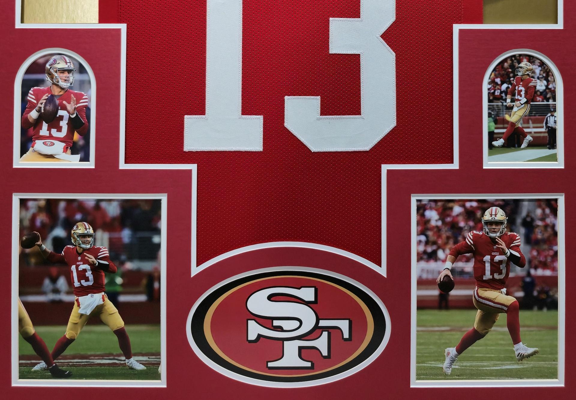 Brock Purdy Custom Framed Jersey Display at PristineAuction.com Brock Purdy Custom Framed Jersey Display at PristineAuction.com