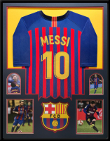 Lionel Messi Custom Framed Jersey Display at PristineAuction.com