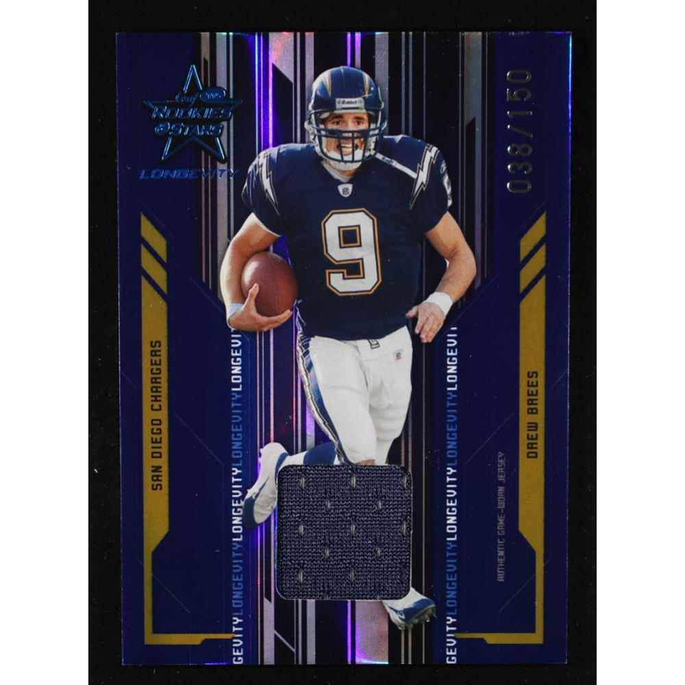 Drew Brees 2005 Leaf Rookies and Stars Longevity Materials Sapphire #80 #038/150 at PristineAuction.com