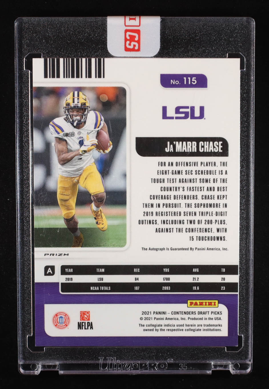 Ja'Marr Chase 2021 Panini Contenders Draft Picks #115A AU VAR EXCH RC at PristineAuction.com Ja'Marr Chase 2021 Panini Contenders Draft Picks #115A AU VAR EXCH RC at PristineAuction.com