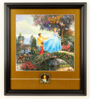 Thomas Kinkade "Cinderella" Custom Framed Print Display with LE Imagineers Only Stained Glass Pin at PristineAuction.com