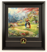 Thomas Kinkade "Mulan" Custom Framed Print Display with LE Imagineers Only Stained Glass Pin at PristineAuction.com