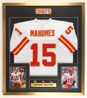 Patrick Mahomes Custom Framed Jersey Display with Title Plaque & (3) Super Bowl Pins at PristineAuction.com