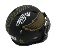 Saquon Barkley Signed Eagles Salute to Service Alternate Speed Mini Helmet (Beckett) at PristineAuction.com