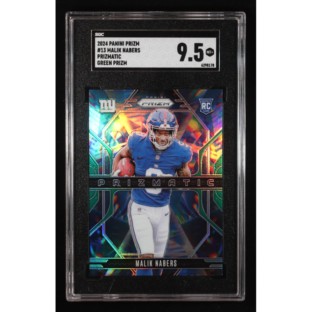 Malik Nabers 2024 Panini Prizm Prizmatic Prizms Green #13 RC (SGC 9.5) at PristineAuction.com
