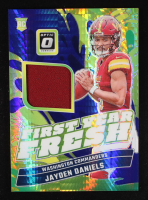 Jayden Daniels 2024 Donruss Optic First Year Fresh Jerseys Blue Hyper #17 RC at PristineAuction.com