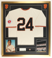 Willie Mays Signed Custom Framed Cut Display with Jersey (PSA) at PristineAuction.com