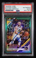 Stephen Curry Signed 2019-20 Donruss Green Flood #64 (PSA) at PristineAuction.com