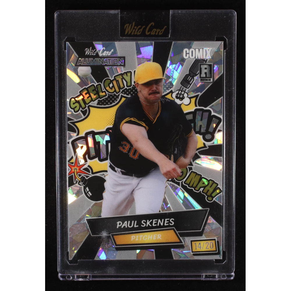 Paul Skenes 2024 Wild Card Alumination Comix Pittsburgh! Crystal Silver #ACYPPS1 #14/20 RC at PristineAuction.com
