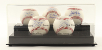 "2016 Mets Young Gun" Display Set of (5) Baseballs Signed By (5) With Jacob deGrom, Noah Syndergaard, Zack Wheeler, Matt Harvey (MLB, PSA & JSA) at PristineAuction.com