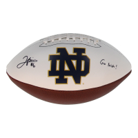 Jordan Faison Signed Notre Dame Fighting Irish Logo Football Inscribed "Go Irish!" (Schwartz) at PristineAuction.com