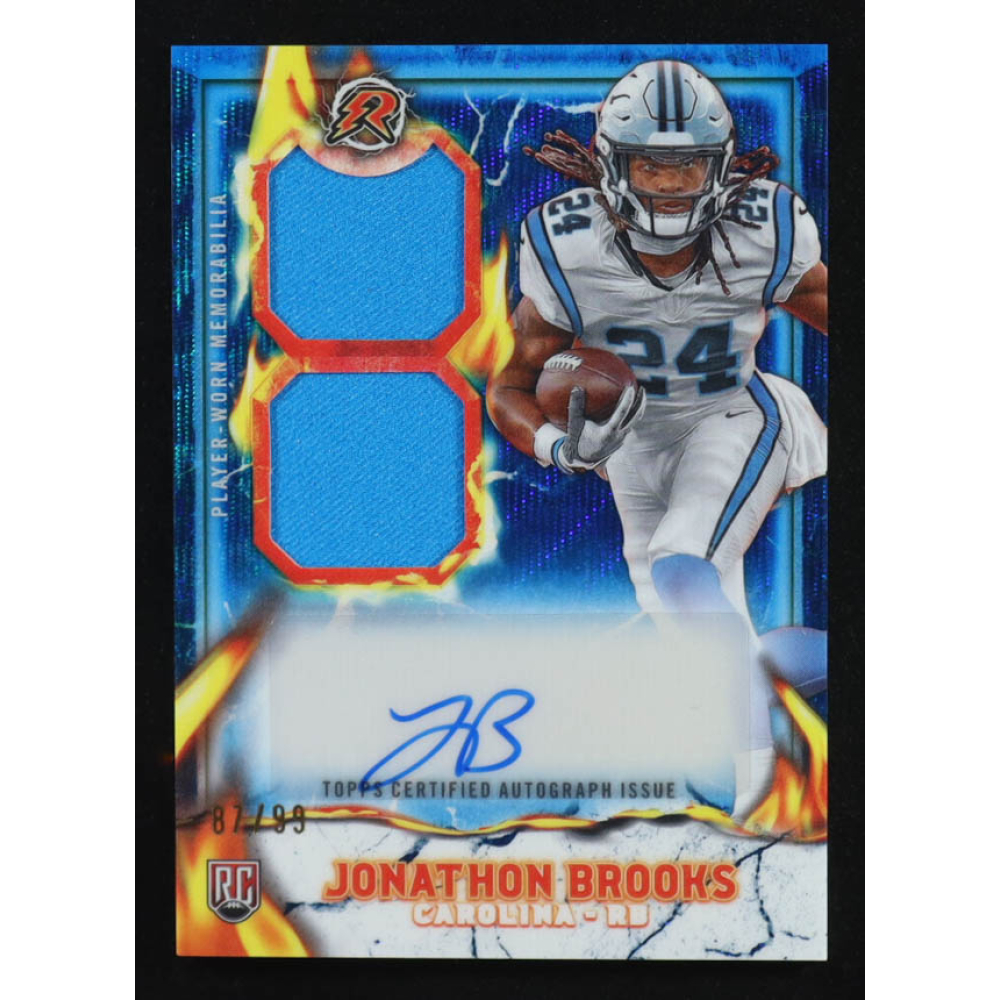Jonathon Brooks 2024 Topps Resurgence Ignite Rookie Patch Autographs Blue Surge #IPAJB #87/99 RC at PristineAuction.com