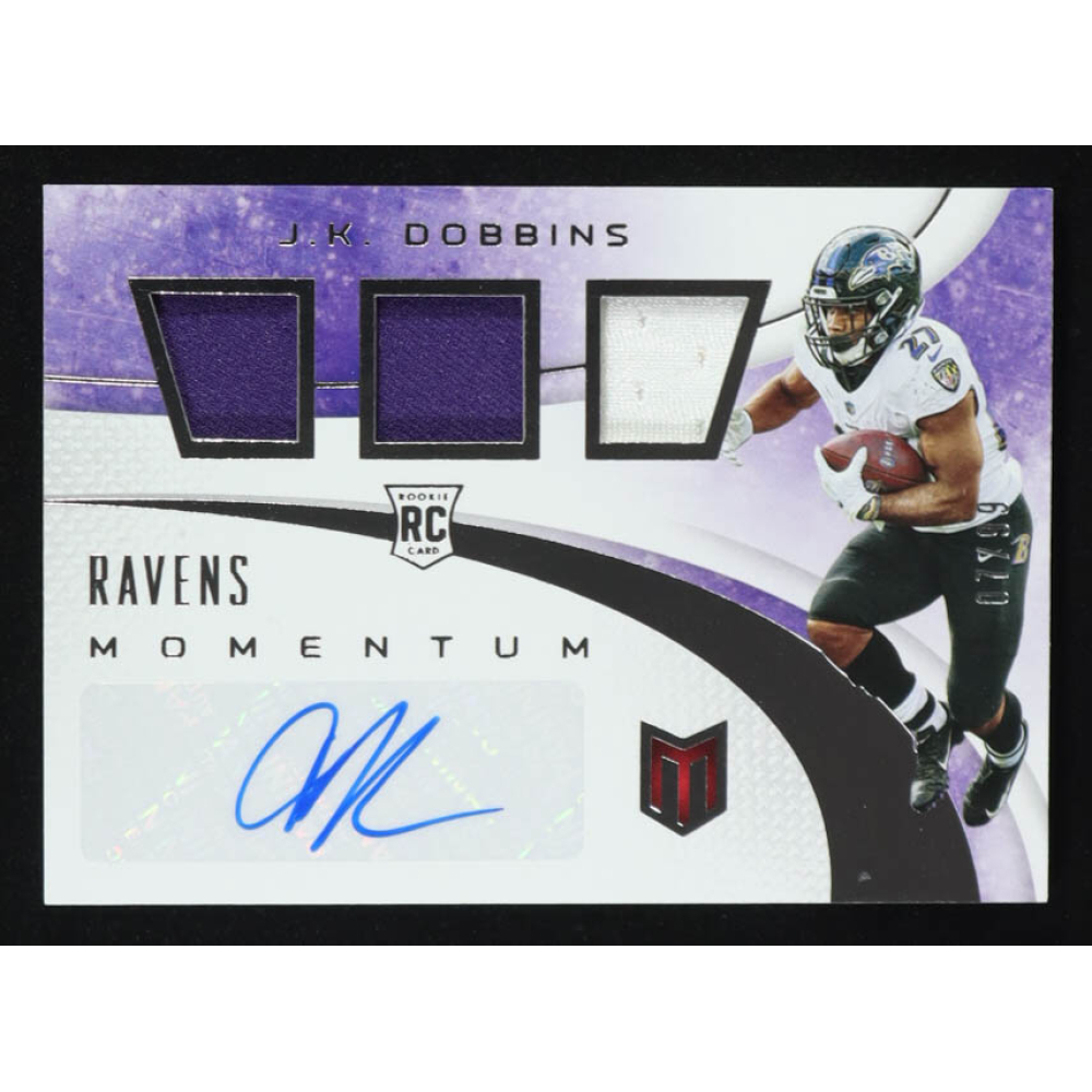 J.K. Dobbins 2020 Momentum Triple Jersey Autographs #10 #07/99 RC at PristineAuction.com