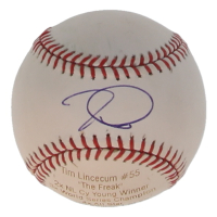 Tim Lincecum Signed LE OML Player Statistics Baseball (JSA) at PristineAuction.com