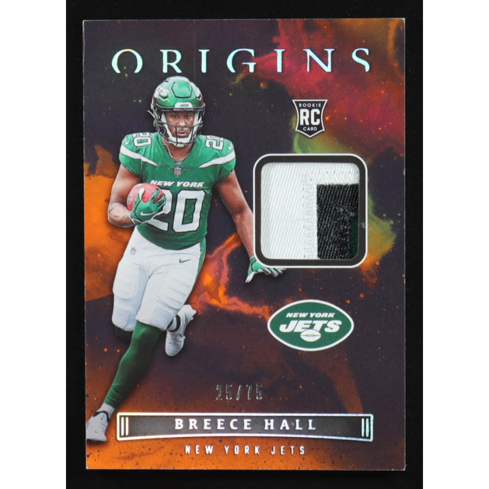 Breece Hall 2022 Panini Origins Rookie Patches Orange #13 #25/75 RC at PristineAuction.com
