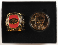 The Highland Mint LE Steve Young 24kt Gold Overlay Coin With 49ers Team Ring Paperweight at PristineAuction.com