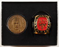 Michael Jordan The Highland Mint LE Bronze Coin With Bulls Team Ring Paperweight at PristineAuction.com