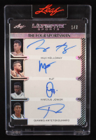 Max Holloway / MJF / Vinicius Junior / Giannis Antetokounmpo 2024 Leaf Ultimate Sports The Four Sportsman Autographs Holo Silver #FS3 #1/2 at PristineAuction.com