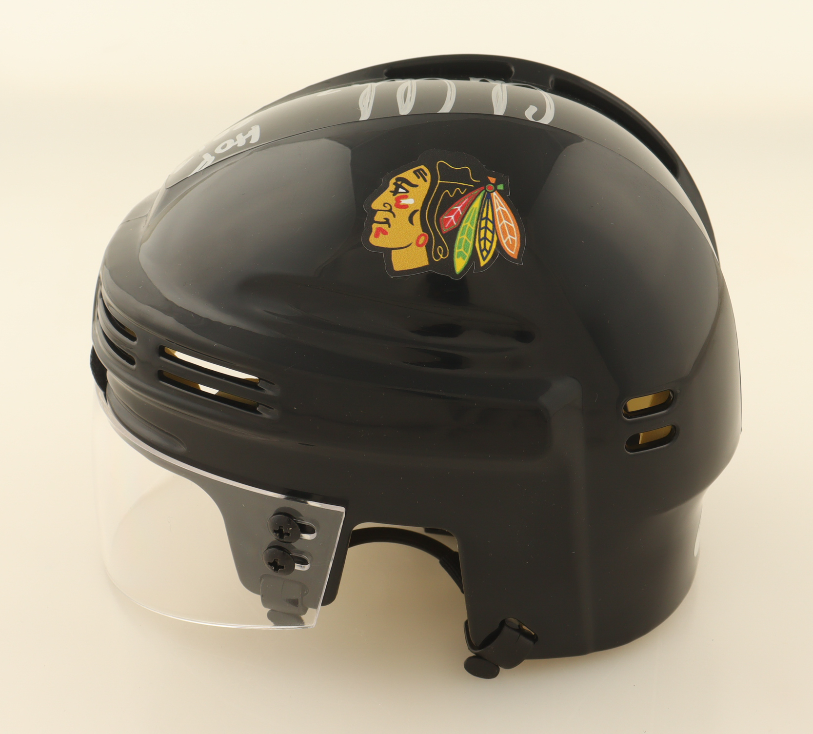 Chris Chelios Signed Blackhawks Mini Helmet Inscribed "HOF 2013" (Schwartz) at PristineAuction.com Chris Chelios Signed Blackhawks Mini Helmet Inscribed "HOF 2013" (Schwartz) at PristineAuction.com