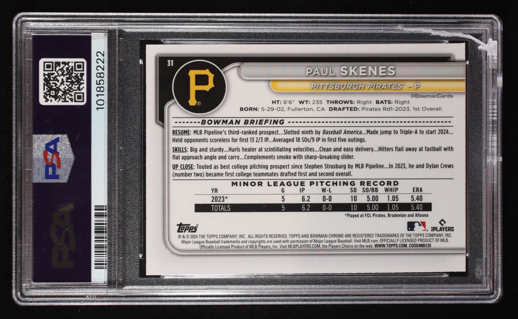 Paul Skenes 2024 Bowman Chrome Image Variations #31 RC (PSA 9) at PristineAuction.com Paul Skenes 2024 Bowman Chrome Image Variations #31 RC (PSA 9) at PristineAuction.com