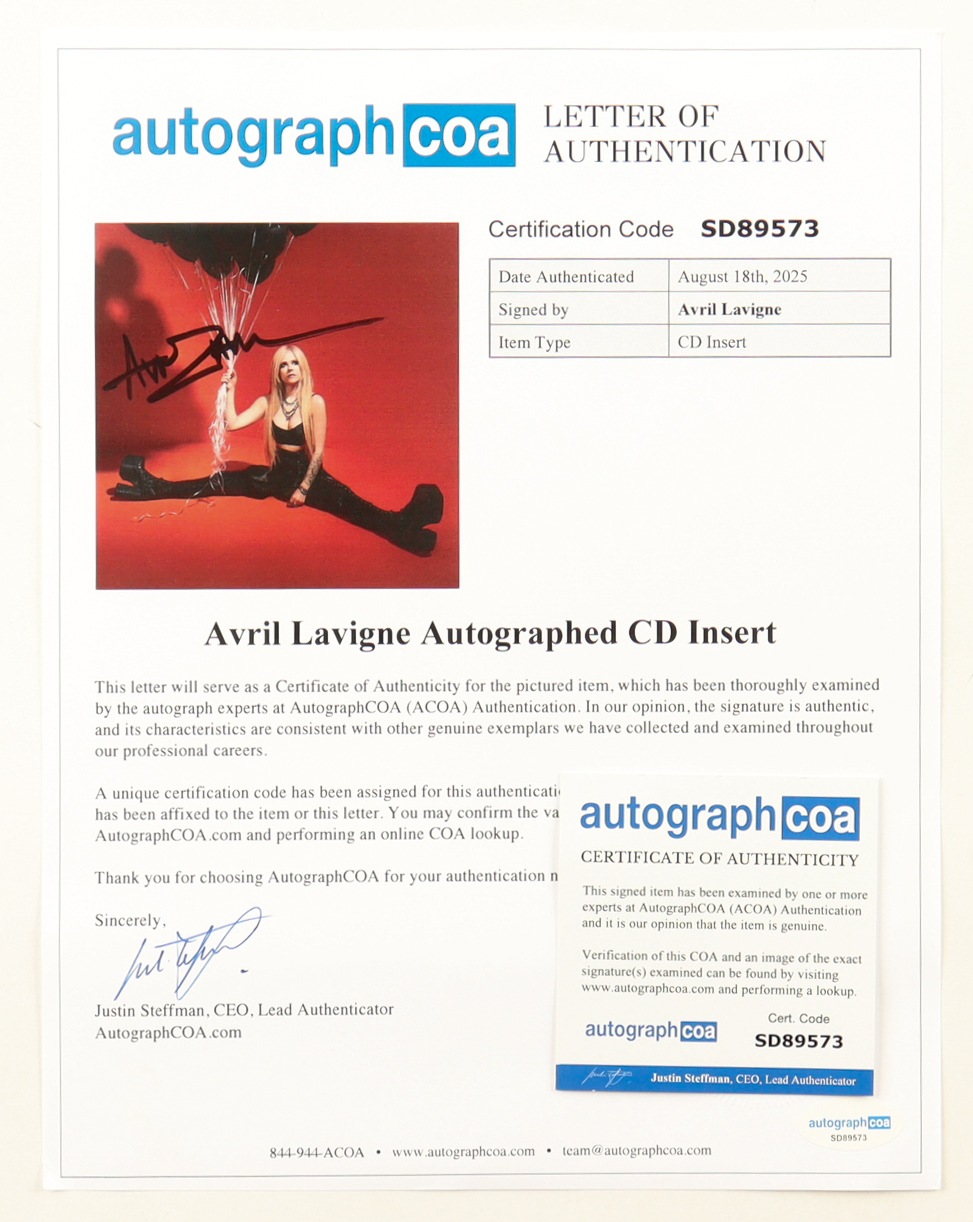 Avril Lavigne Signed Custom Framed CD Insert Display with Photo (AutographCOA) at PristineAuction.com Avril Lavigne Signed Custom Framed CD Insert Display with Photo (AutographCOA) at PristineAuction.com