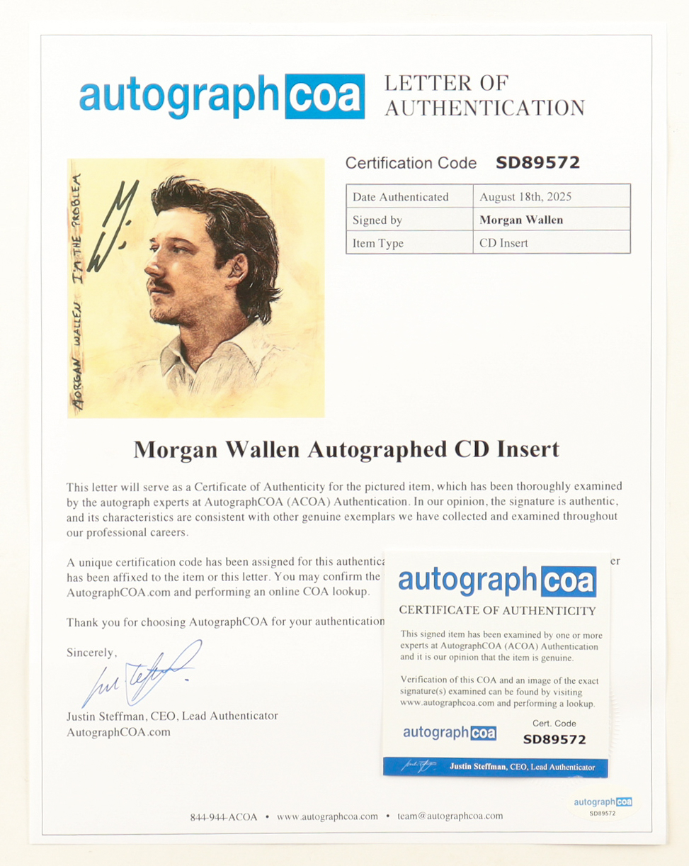 Morgan Wallen Signed Custom Framed CD Insert Display with Photo (AutographCOA) at PristineAuction.com Morgan Wallen Signed Custom Framed CD Insert Display with Photo (AutographCOA) at PristineAuction.com