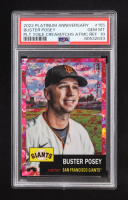 Buster Posey 2022 Topps Chrome Platinum Anniversary Platinum Toile Cream Fuchsia Atomic Refractors #155 #021/100 (PSA 10) at PristineAuction.com