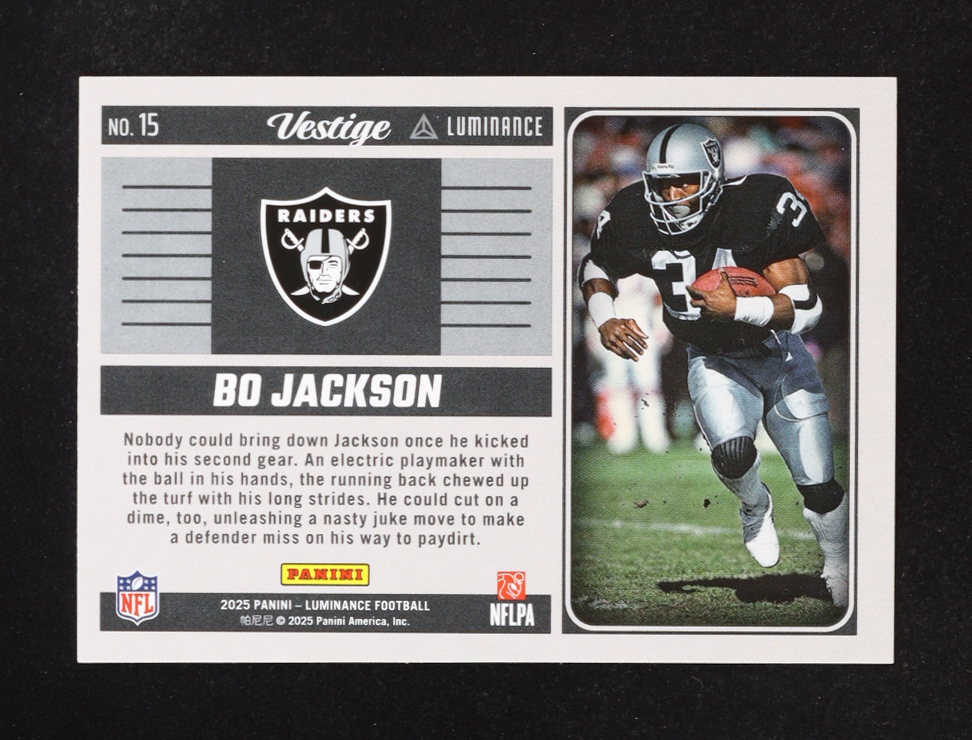 Bo Jackson 2025 Panini Luminance Vestige #15 at PristineAuction.com Bo Jackson 2025 Panini Luminance Vestige #15 at PristineAuction.com