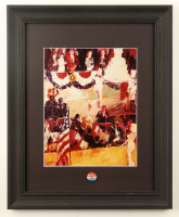 "Marilyn Monroe Sings Happy Birthday To J.F.K." Custom Framed Art Print Display with Vintage 1960 Kennedy Campaign Pin at PristineAuction.com