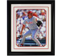 Curt Schilling Signed Phillies Custom Framed Photo Inscribed "93 NL Champs" & "93 NLCS MVP" (JSA) at PristineAuction.com