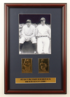 "1927 Yankees Murderer's Row" Custom Framed Photo with Set of (2) Babe Ruth & Lou Gehrig 23Kt Gold Cards & "Murderer's Row" Tittle Plaque at PristineAuction.com