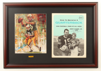 Bart Starr Signed Packers Custom Framed Art Print Display with Vintage Bart Starr How To Become A Quarterback Folio & Green Bay Packers Logo Pin (JSA) at PristineAuction.com