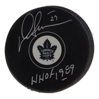 Darryl Sittler Signed Maple Leafs Logo Hockey Puck Inscribed "HHOF 1989" (Schwartz) at PristineAuction.com